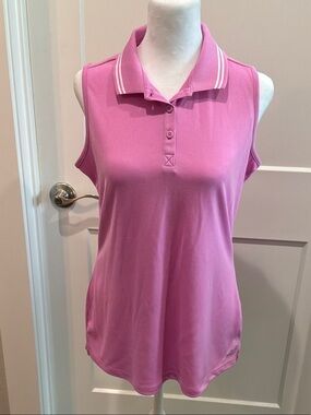 BCG Club Sport Medium Sleeveless Pink Polo Top Summer Breathable Collar